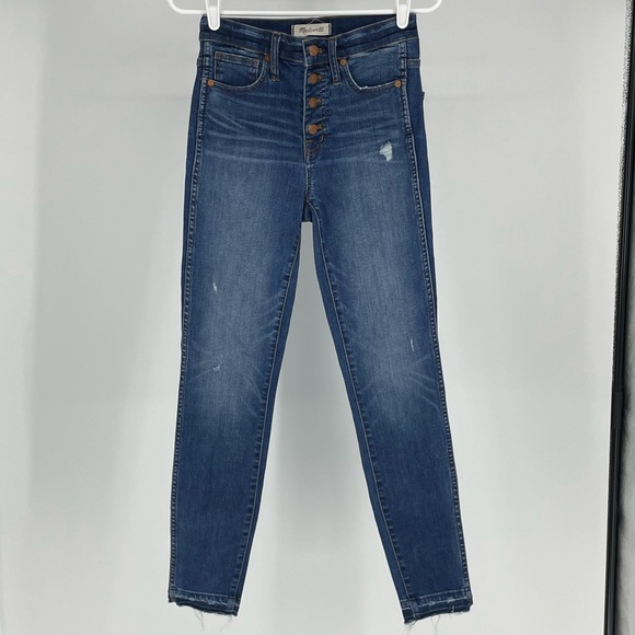 MADEWELL 10” HIGH RISE SKINNY JEANS HEM EDITION 26” BLUE 25 - Picture 4 of 14
